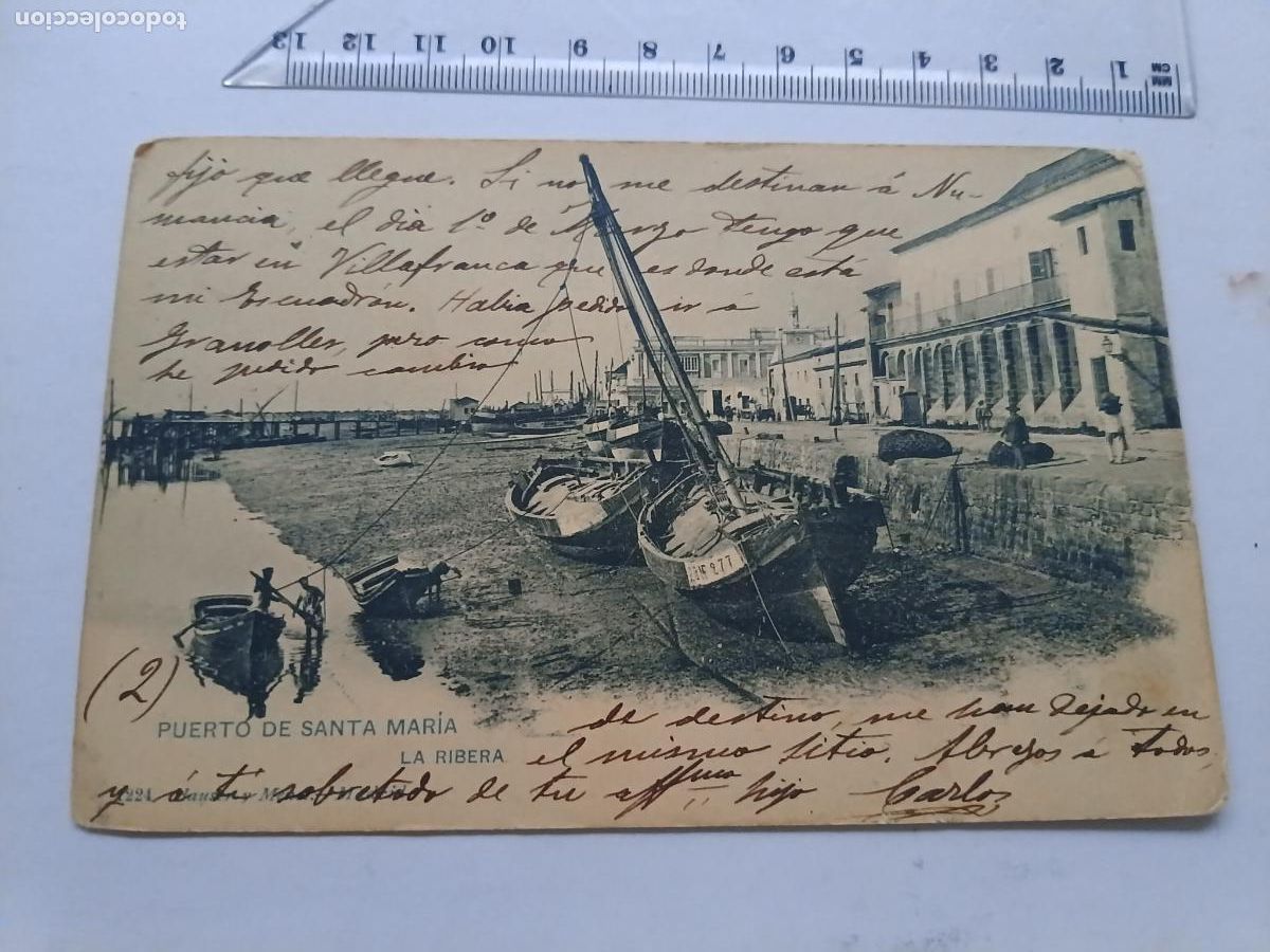 Postales: PUERTO DE SANTA MAR&Iacute;A C&Aacute;DIZ, LA RIBERA. HAUSER Y MENET, DORSO SIN DIVIDIR