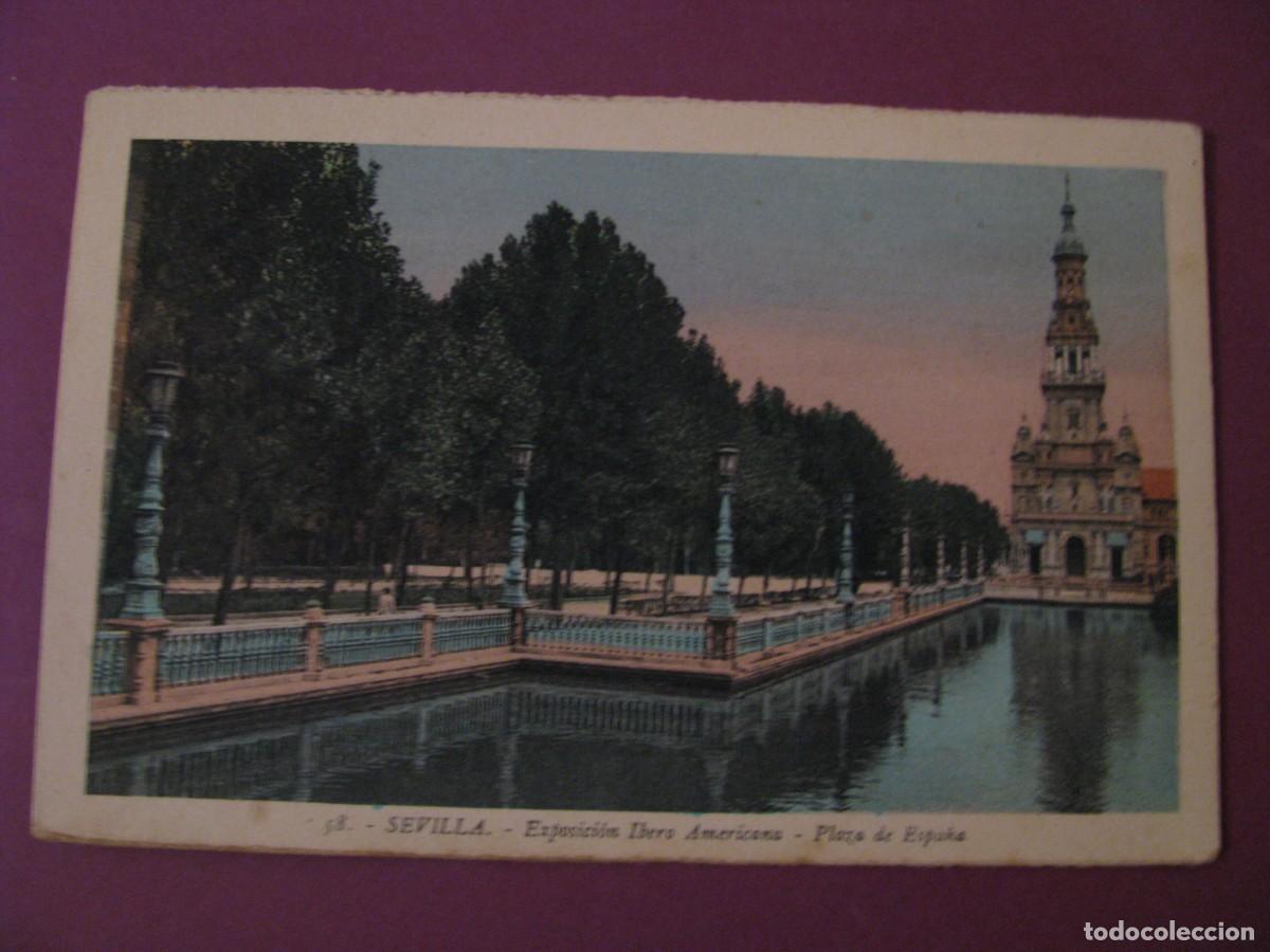 Postales: POSTAL DE SEVILLA. EXPOSICION IBERO AMERICANA. L. ROISIN. PLAZA DE ESPA&Ntilde;A.