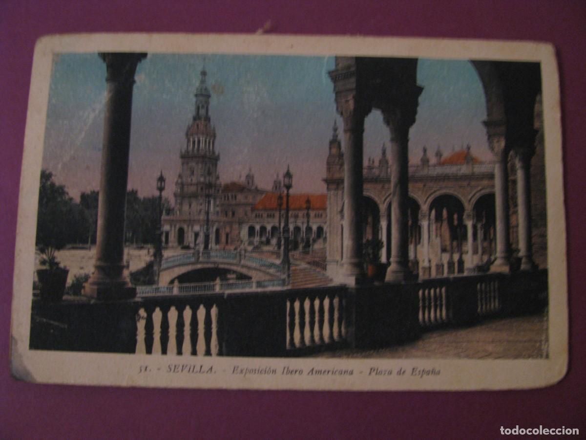 Postales: POSTAL DE SEVILLA. EXPOSICION IBERO AMERICANA. L. ROISIN. PLAZA DE ESPA&Ntilde;A