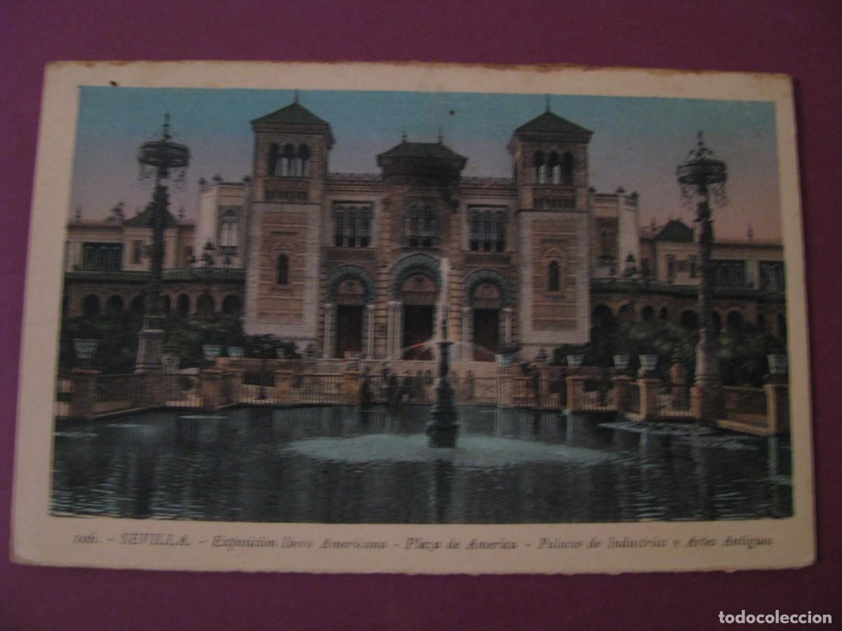 Postales: POSTAL DE SEVILLA. EXPOSICION IBERO AMERICANA. L. ROISIN. PLAZA DE AMERICA. PALACIO DE INDUSTRIA
