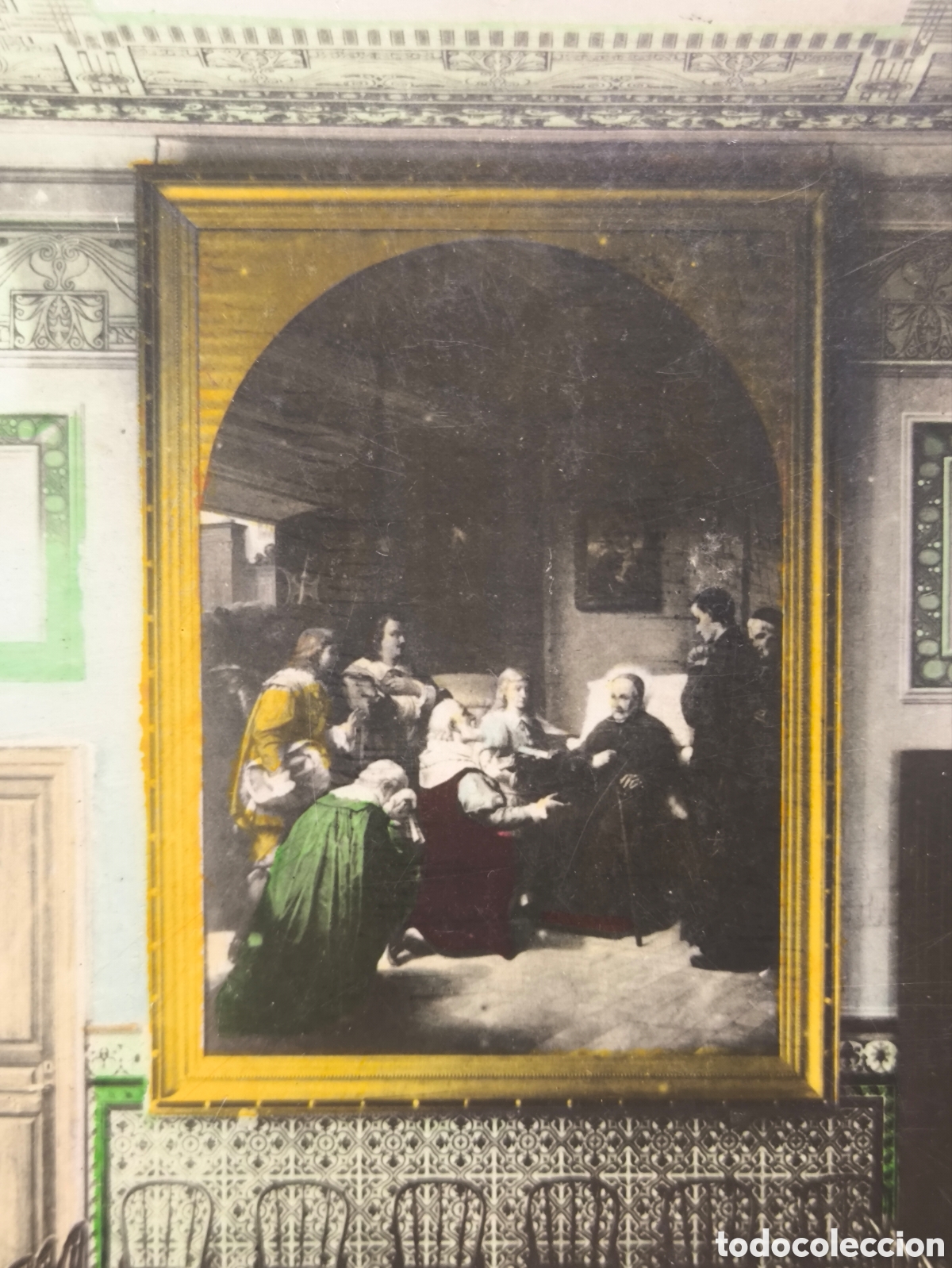 Postales: M&Aacute;LAGA COLEGIO SAN ESTANISLAO SALA DE VISITAS POSTAL FOTOGR&Aacute;FICA COLOREADA C. 1915