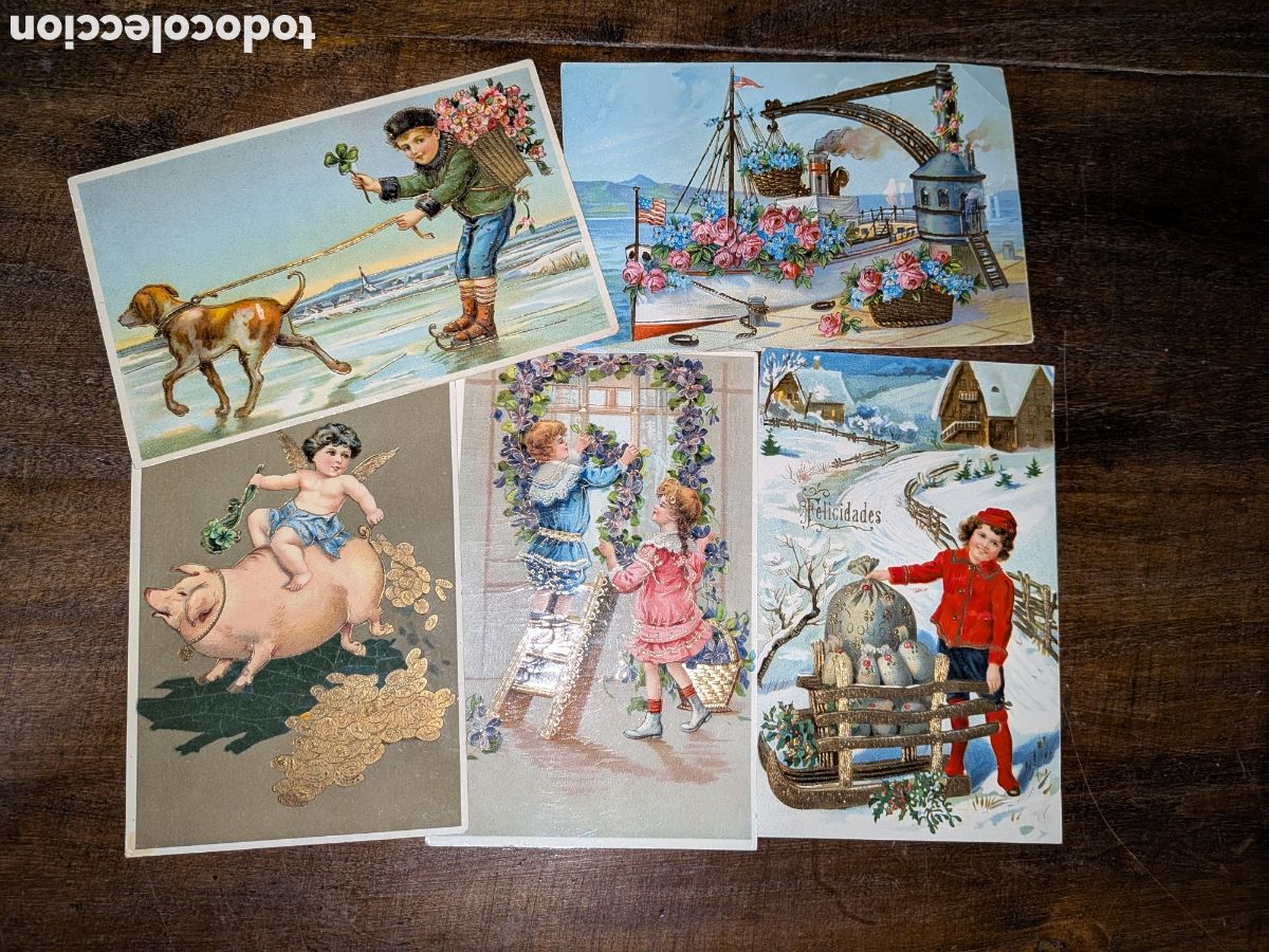 Postales: 5 Postales bonitas troqueladas