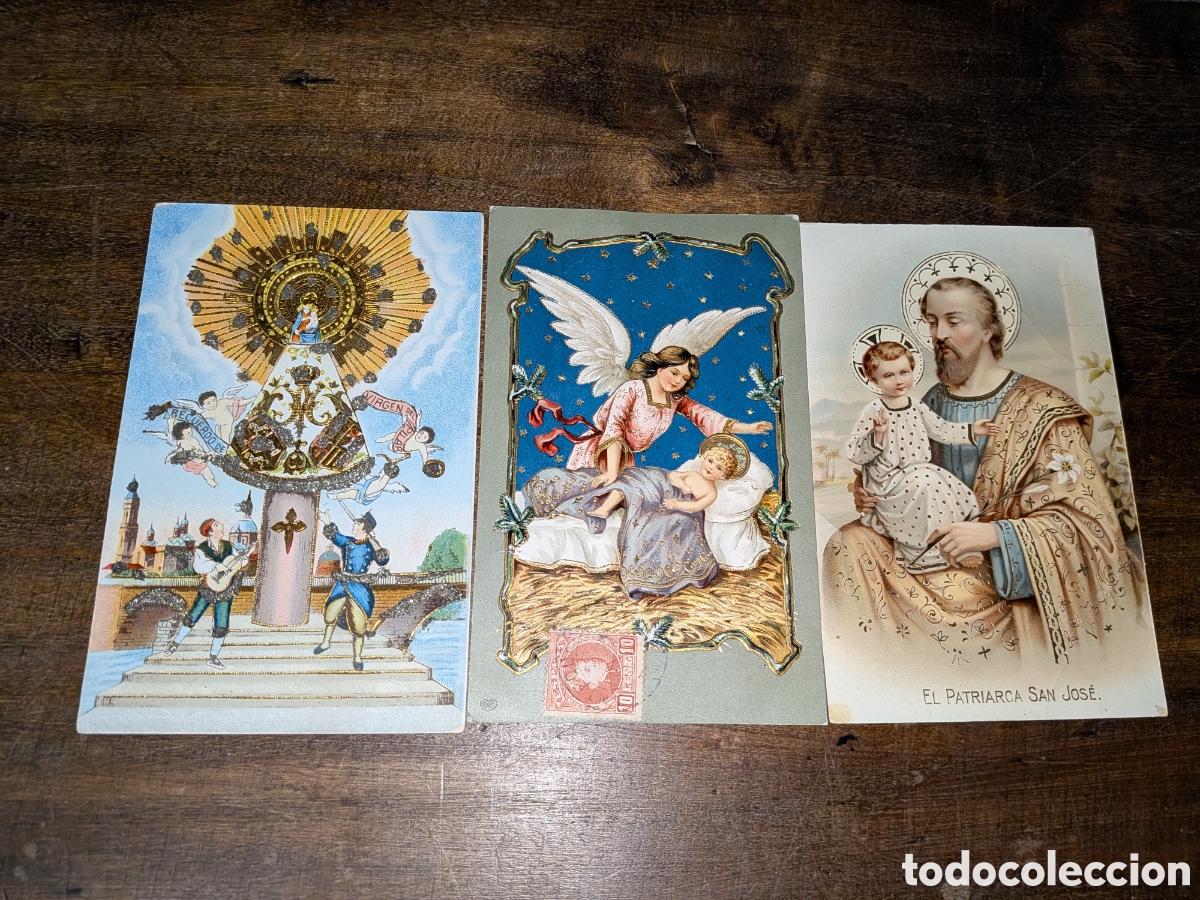 Postales: 3 Postales troqueladas tema religioso