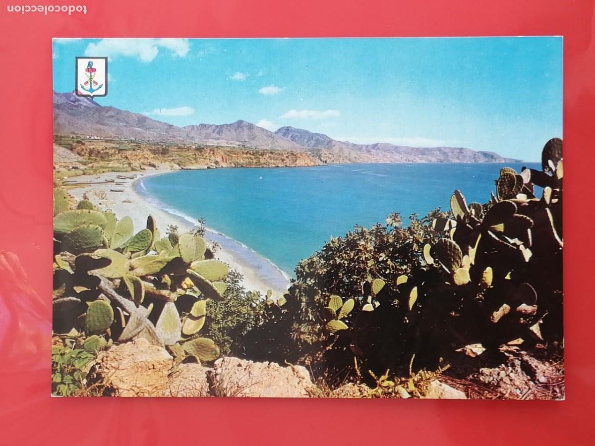 Postales: POSTAL 18753 NUEVA-DOMINGUEZ 3 NERJA MALAGA PLAYA DE LA BAHIA