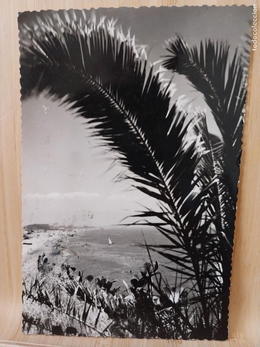 Postales: TORREMOLINOS PLAYA DE LA ROCA ED DIEGO CORTES MA 214 CIRCULADA A&Ntilde;O 1958