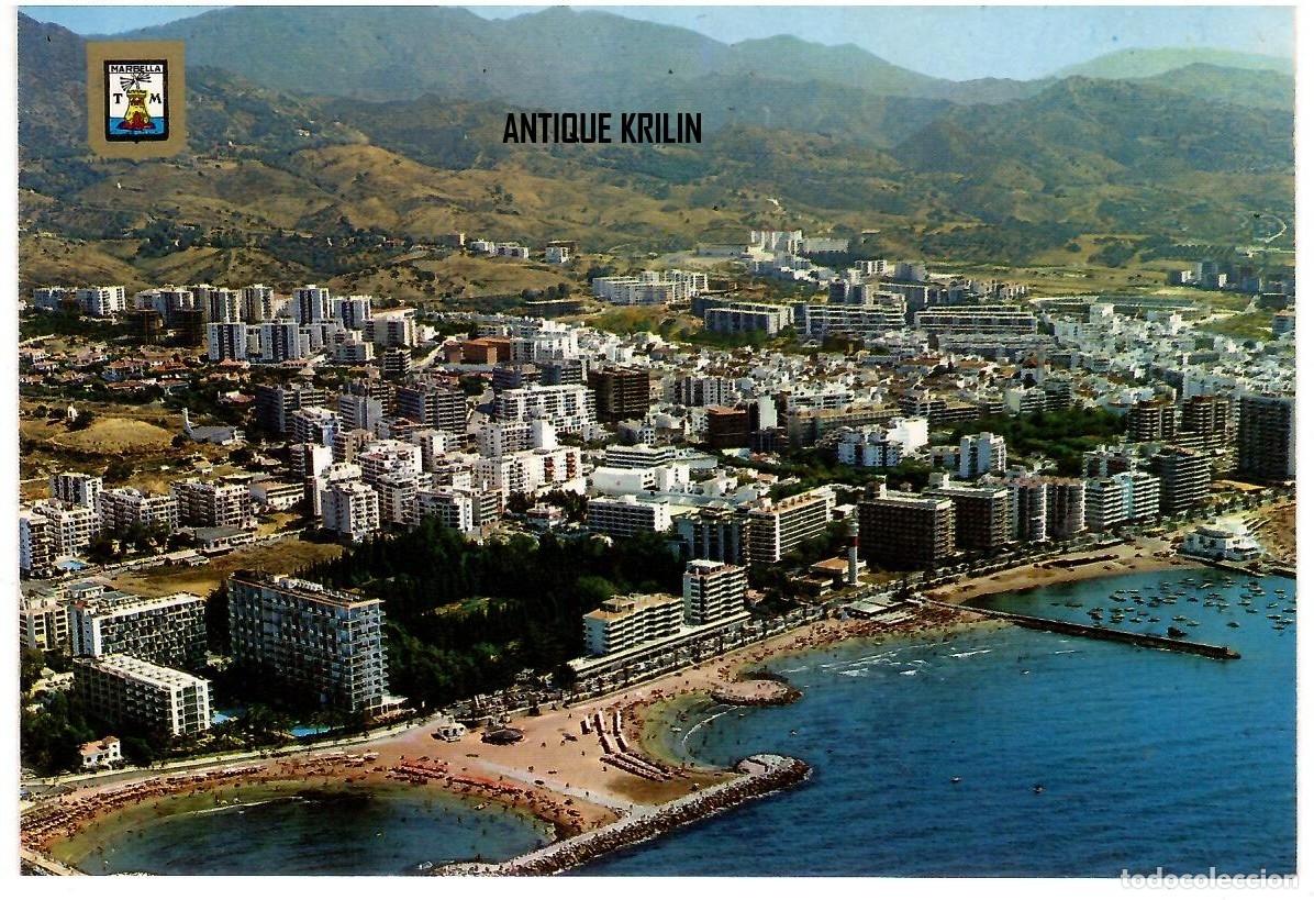 Postales: MARBELLA N&ordm; 114 VISTA PARCIAL AEREA / ESCUDO DE ORO - DOMINGUEZ / SIN FRANQUEAR