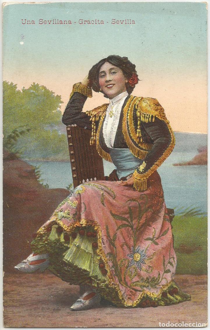 Postales: Postal de Espa&ntilde;a, Andaluc&iacute;a, Una Sevillana - Gracita, Circulada