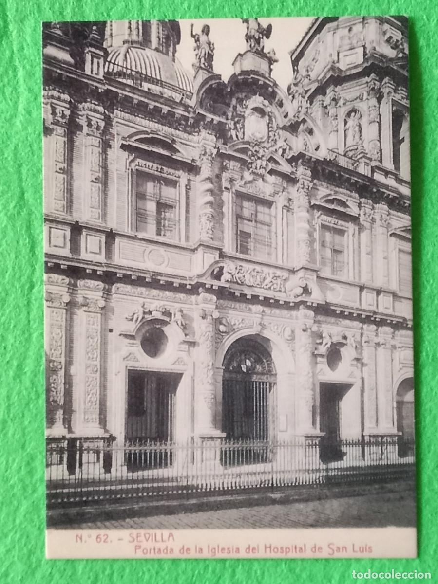 Postales: Reproducci&oacute;n Postal - Sevilla - Portada de la Iglesia del Hospital de San Luis - D&eacute;cada de 1920