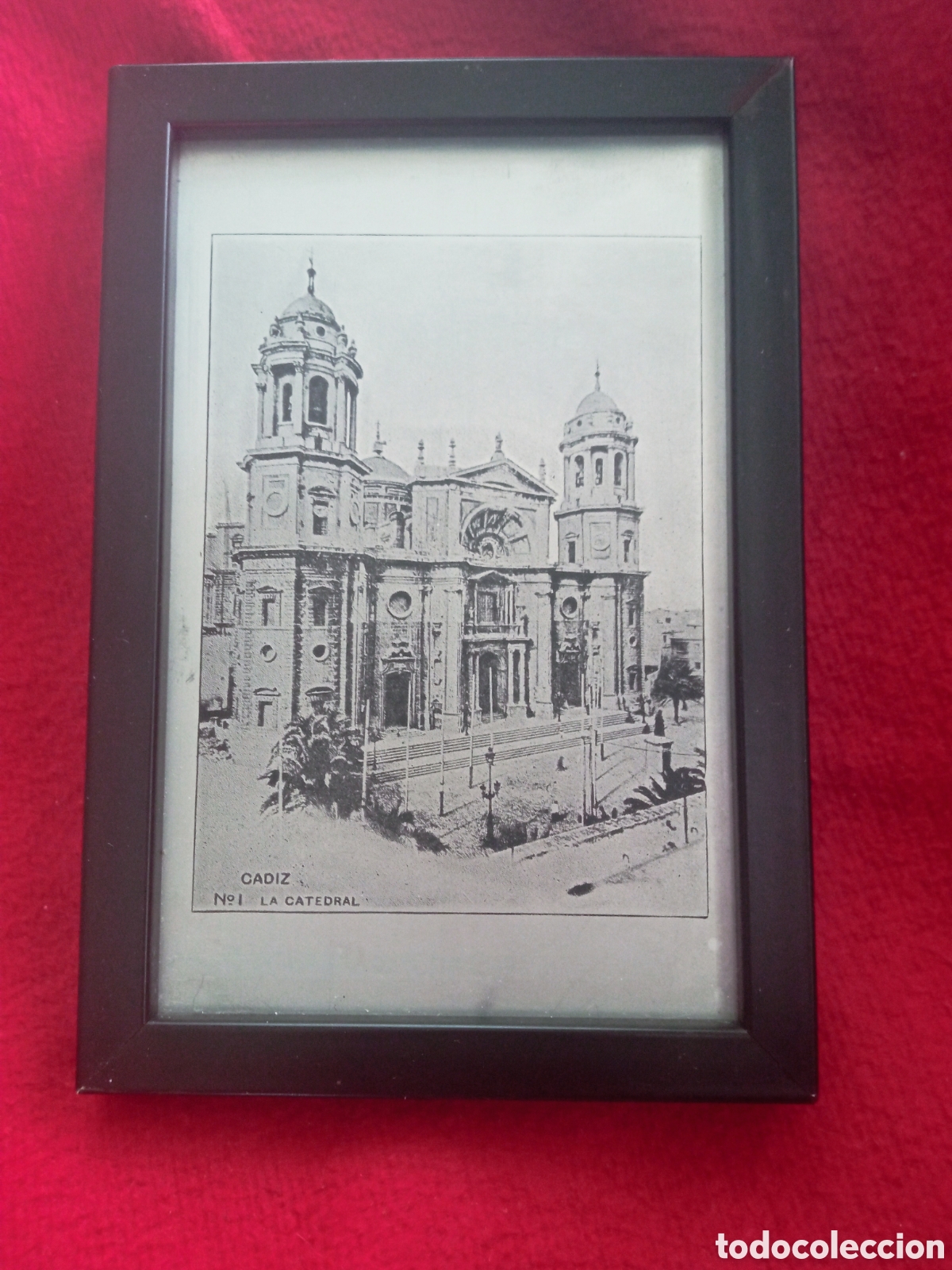 Postales: Catedral de C&aacute;diz, postal en aluminio, enmarcada, mide 15,6x10,6cm