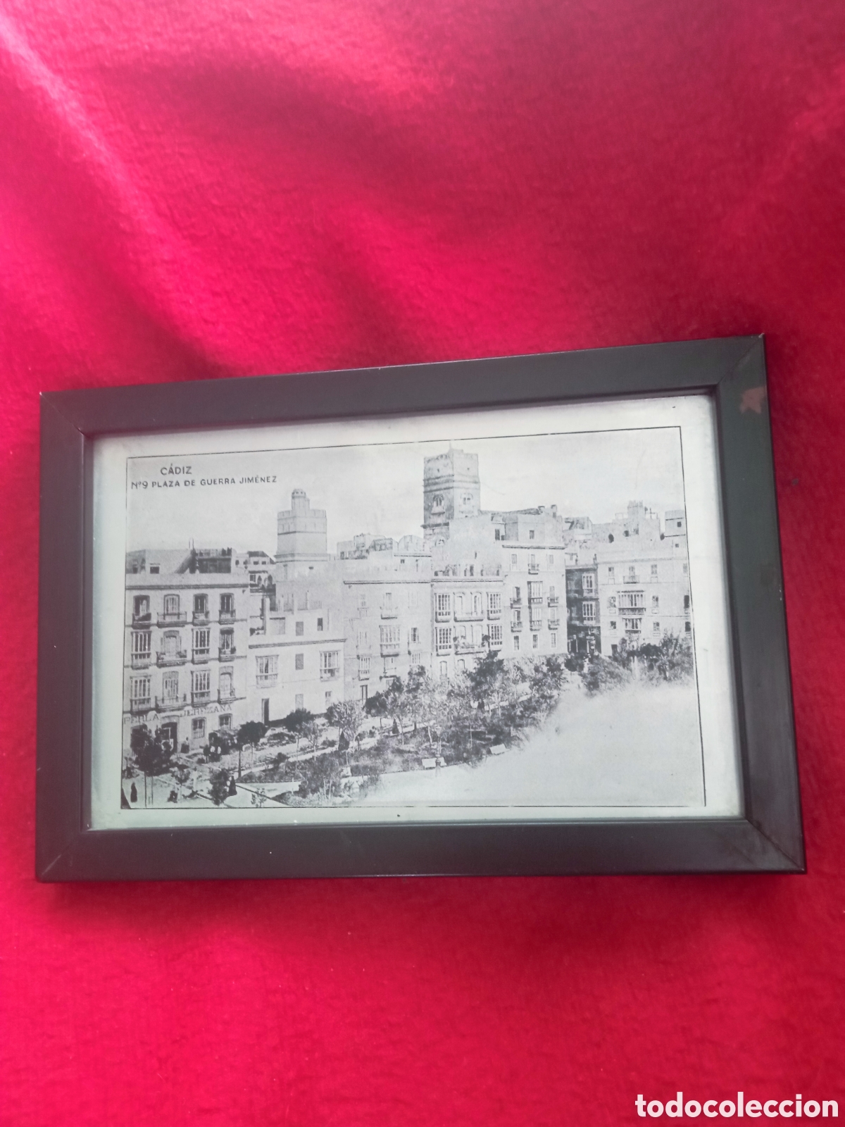 Postales: C&aacute;diz, Plaza de Guerra Jim&eacute;nez, postal en aluminio enmarcada, mide 15,6x10,6cm