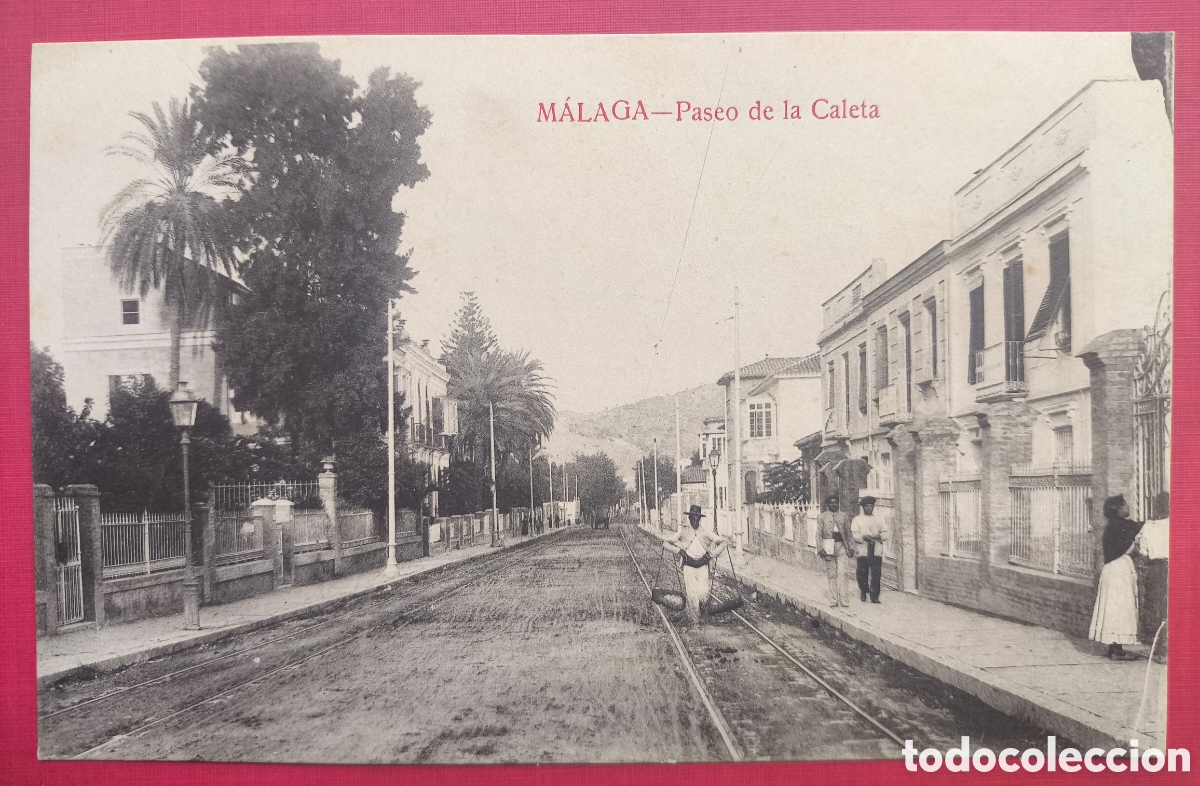 Postales: M&Aacute;LAGA PASEO DE LA CALETA POSTAL ANIMADA FOTOTIPIA ED. RAFAEL TOVAL C. 1925