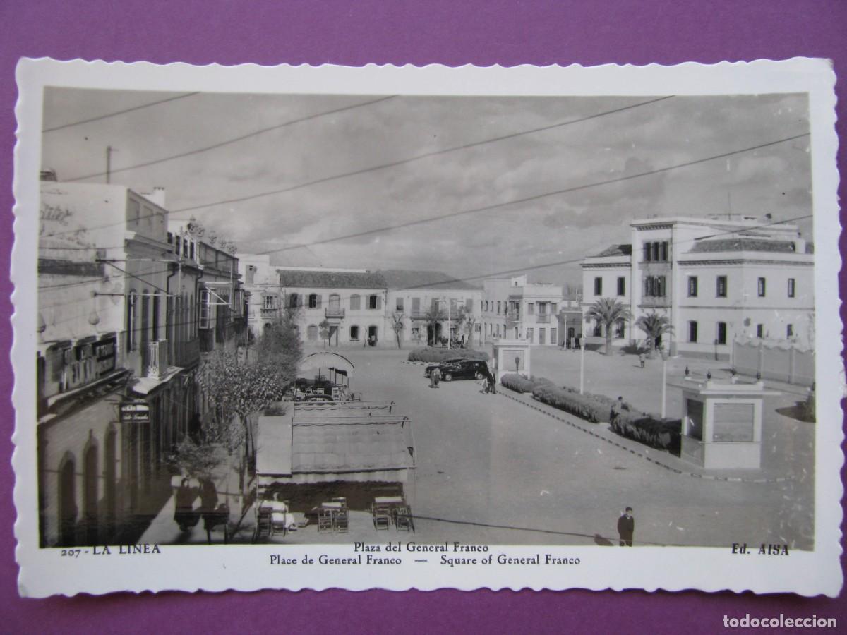 Postales: POSTAL FOTOGR&Aacute;FICA DE LA LINEA. PLAZA DEL GENERAL FRANCO. AISA. 207