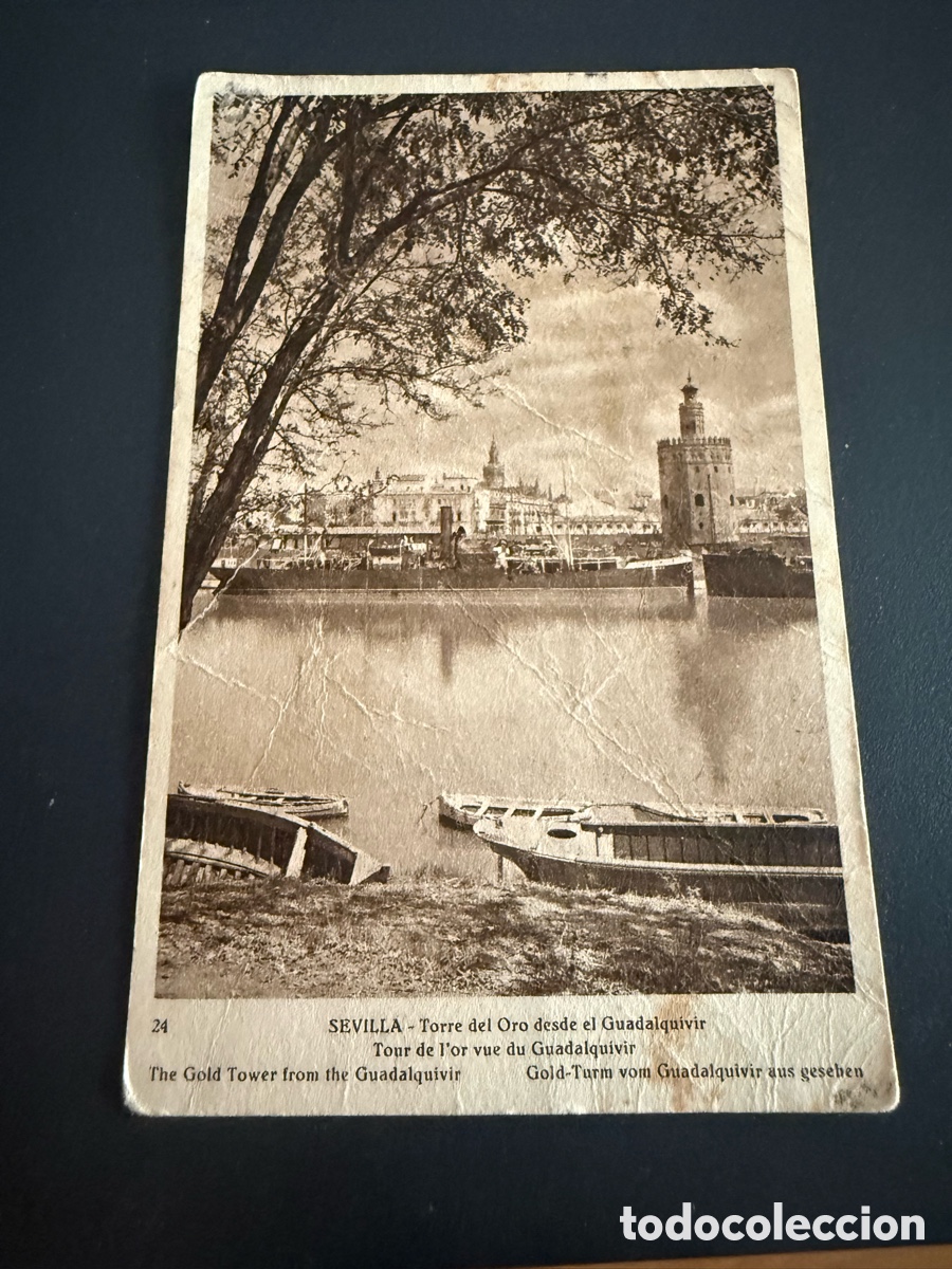 Postales: Postal SEVILLA. Torre del Oro desde el Guadalquivir huecograbado.
