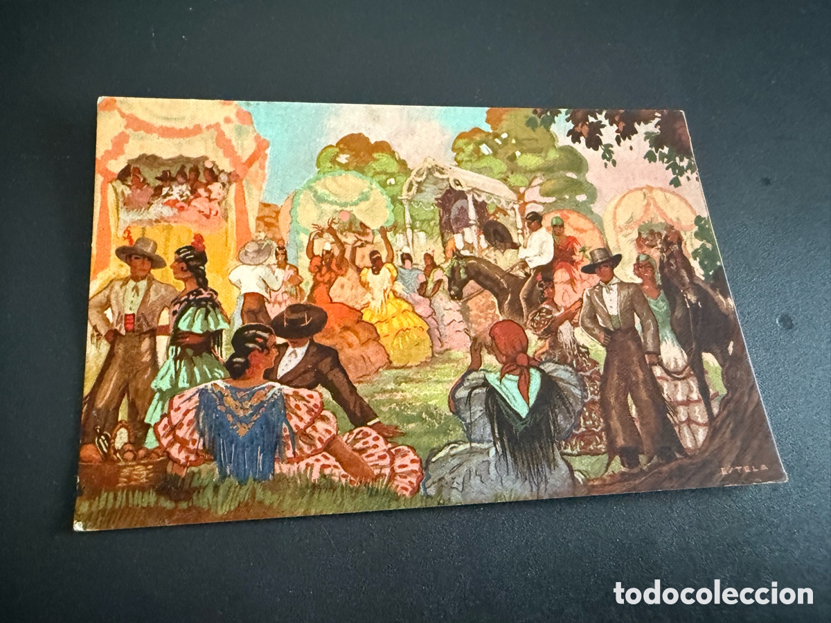 Postales: Postal. Dibujo impreso. Romer&iacute;a del Rocio