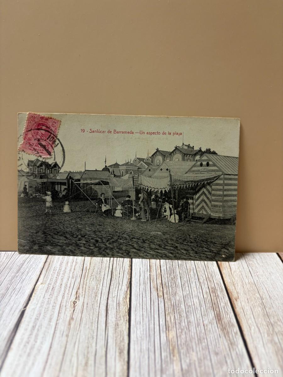 Postales: TARJETA POSTAL. SANL&Uacute;CAR DE BARRAMEDA. 19. UN ASPECTO DE LA PLAYA. EDICION LA X. 4
