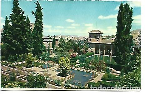 Postales: TORRE DE LAS DAMAS Y JARDINES DEL PORTAL.- ALHMBRA / GRANADA