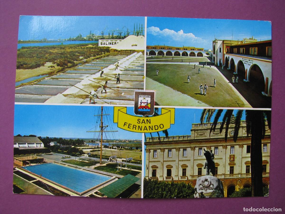 Postales: POSTAL DE SAN FERNANDO. DIVERSAS ASPECTOS. ESCUDO DE ORO. ESCRITA