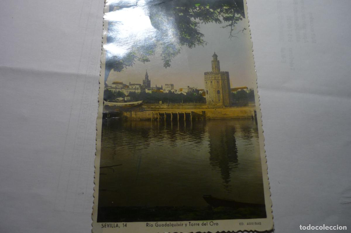 Postales: postal sevilla coloreada rio guadalquivir y torre oro circulada cm