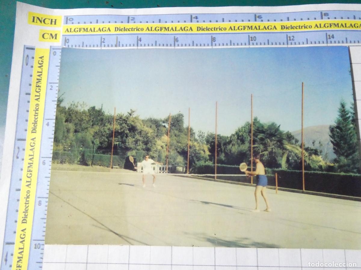 Postales: POSTAL DE GRANADA. LANJAR&Oacute;N BALNEARIO Y AGUAS DE LANJARON SIERRA NEVADA. CAMPO TENIS 125 VALDI. 1497