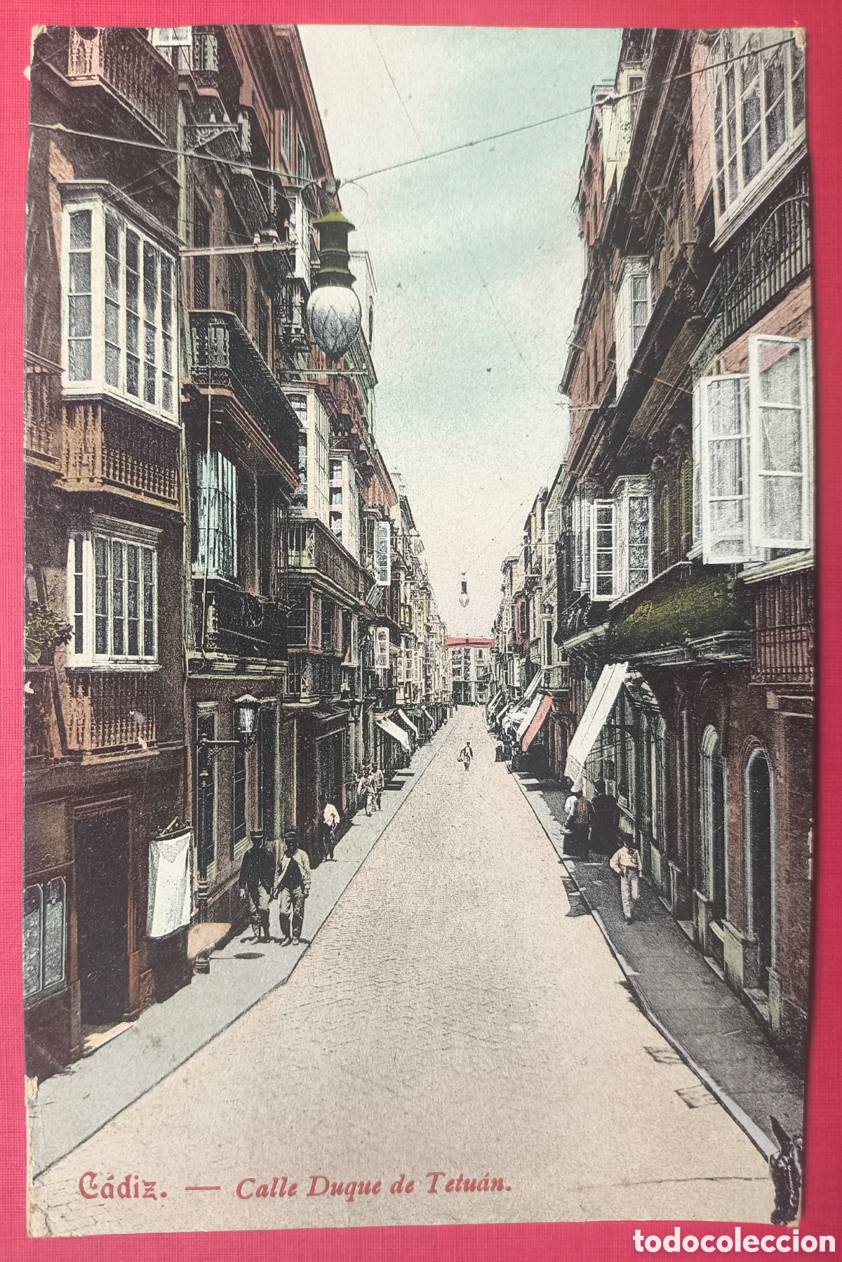 Postales: C&Aacute;DIZ CALLE DUQUE TETUAN POSTAL A COLOR CIRCULADA JOS&Eacute; S&Aacute;NCHEZ Y FAZ 1908