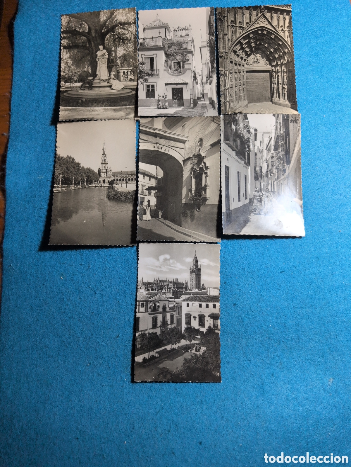 Postales: Sevilla colecci&oacute;n de 7 fotos diferentes blanco y negro originales