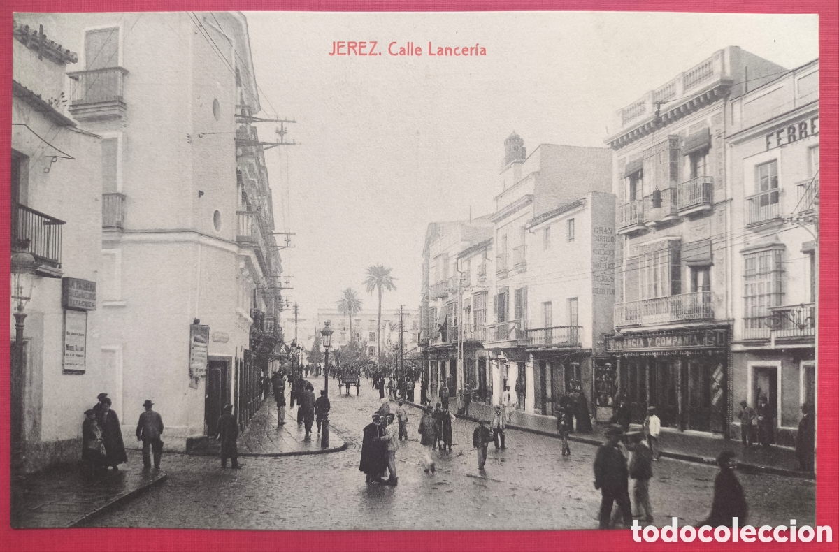 Postales: JEREZ CALLE LANCERIA POSTAL ANIMADA FOTOTIPIA C&Aacute;DIZ C. 1915