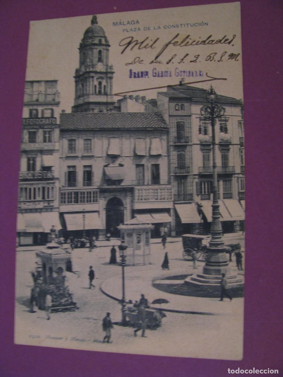 Postales: ANTIGUA POSTAL DE MALAGA. PLAZA DE LA CONSTITUCION. HAUSER Y MENET 1422. CIRCULADA