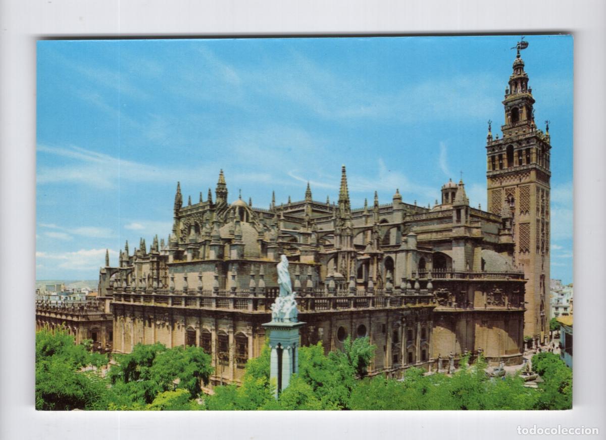 Postales: SEVILLA. Catedral y Giralda con monumento a la Inmaculada -Ediciones Beascoa BV-