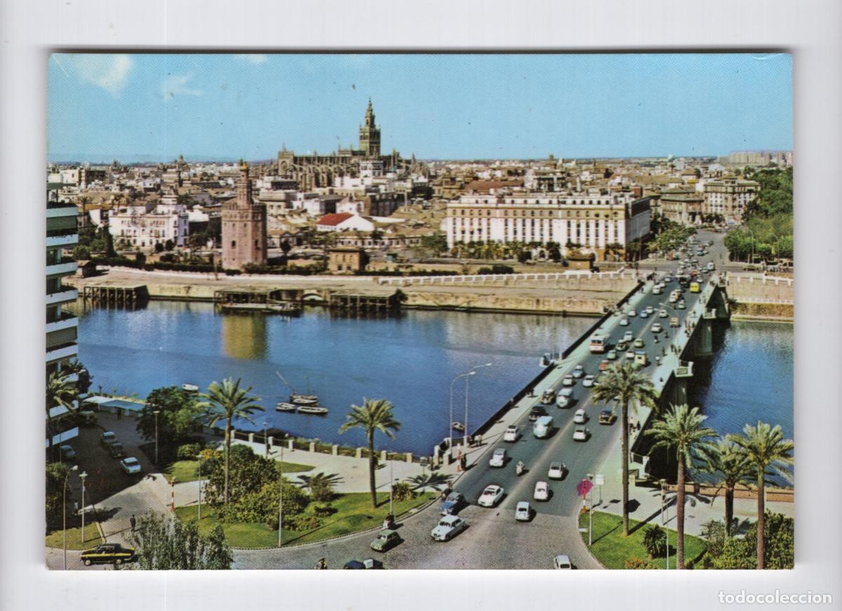 Postales: SEVILLA. Torre del Oro y Puente de San Telmo con intenso tr&aacute;fico -Ediciones Beascoa BV-