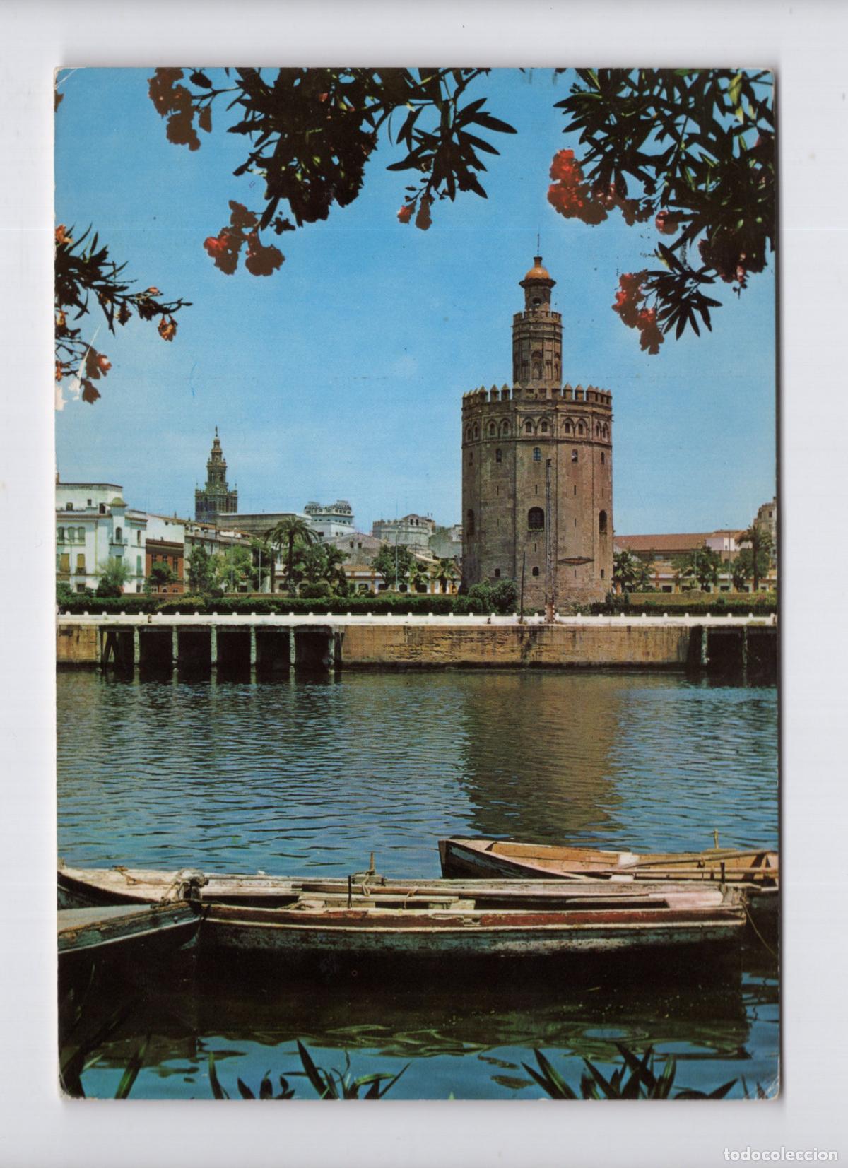 Postales: SEVILLA. Torre del Oro con barcas de madera en primer plano -Ediciones Beascoa BV-