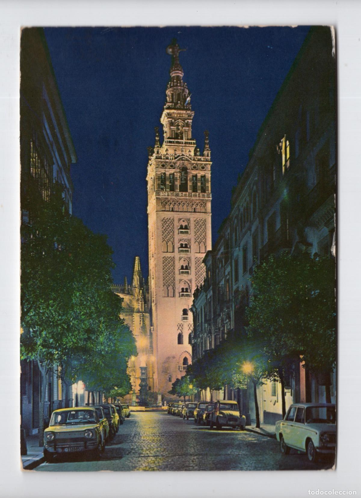 Postales: SEVILLA. Vista nocturna de la Giralda desde calle Mateo Gago -Miguel Garc&iacute;a-