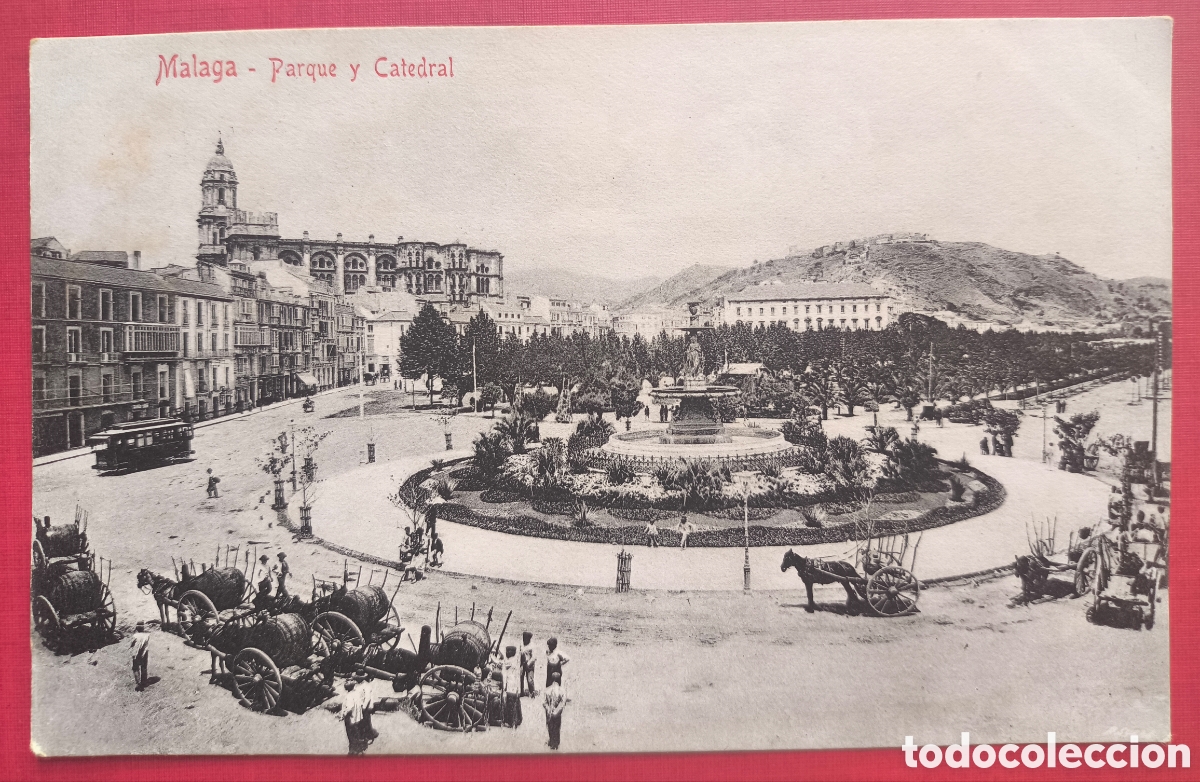 Postales: M&Aacute;LAGA PARQUE Y CATEDRAL POSTAL FOTOTIPIA ED. DOMINGO DEL R&Iacute;O C. 1915