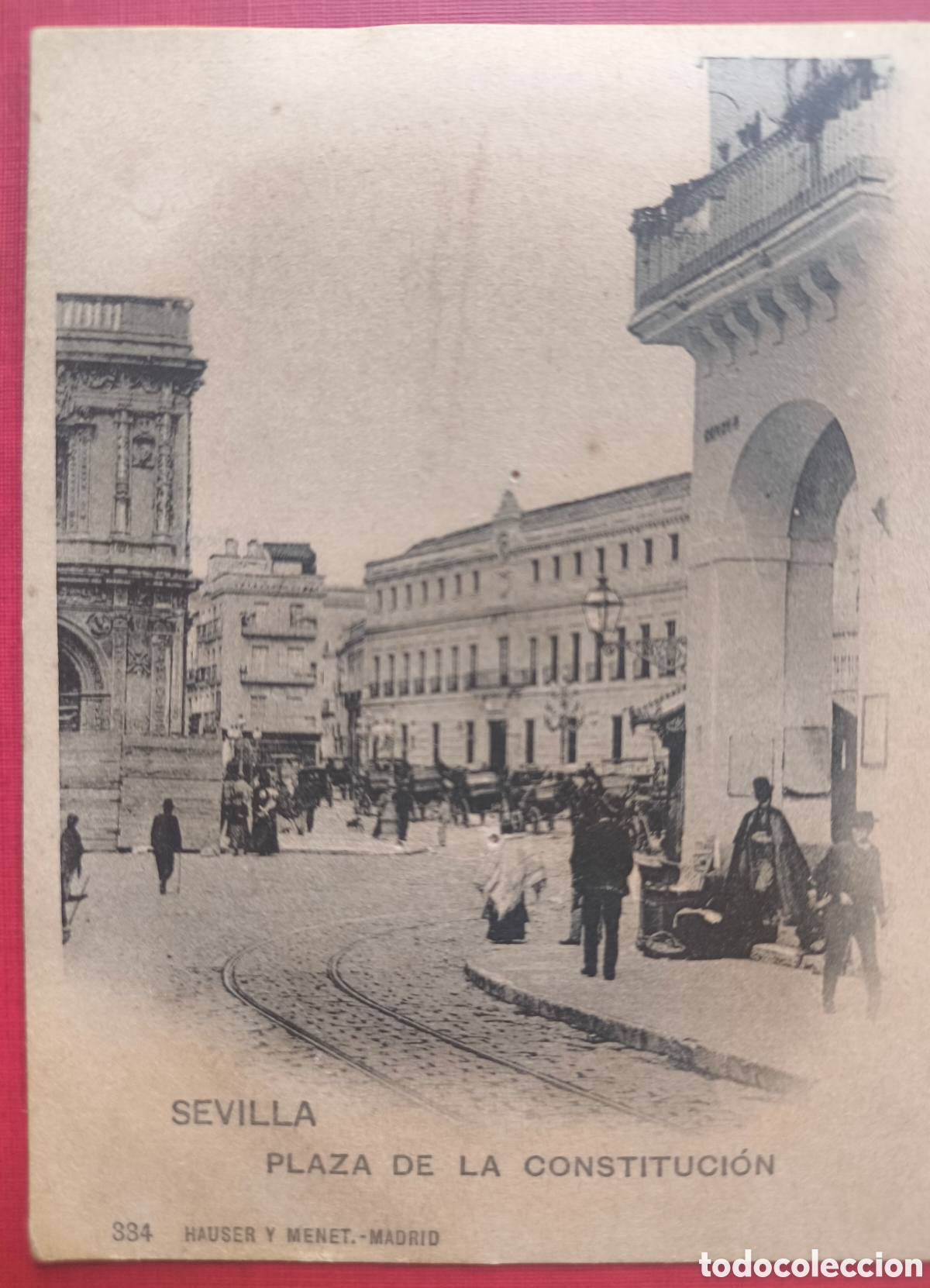 Postales: SEVILLA PLAZA CONSTITUCI&Oacute;N POSTAL ANIMADA FOTOTIPIA HAUSER Y MENET C. 1905