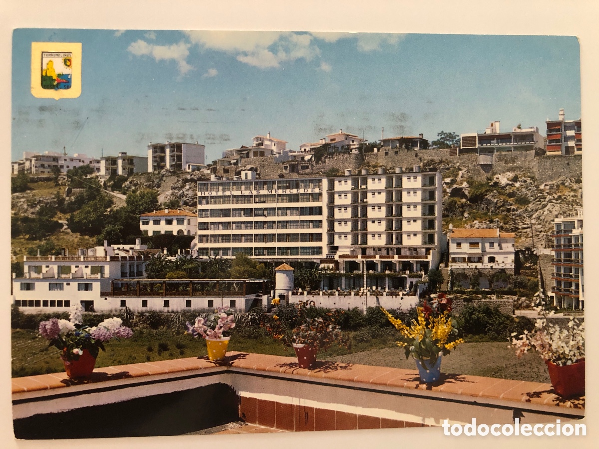 Postales: Postal Torremolinos a&ntilde;os 70 con sello de Franco de 2 pesetas