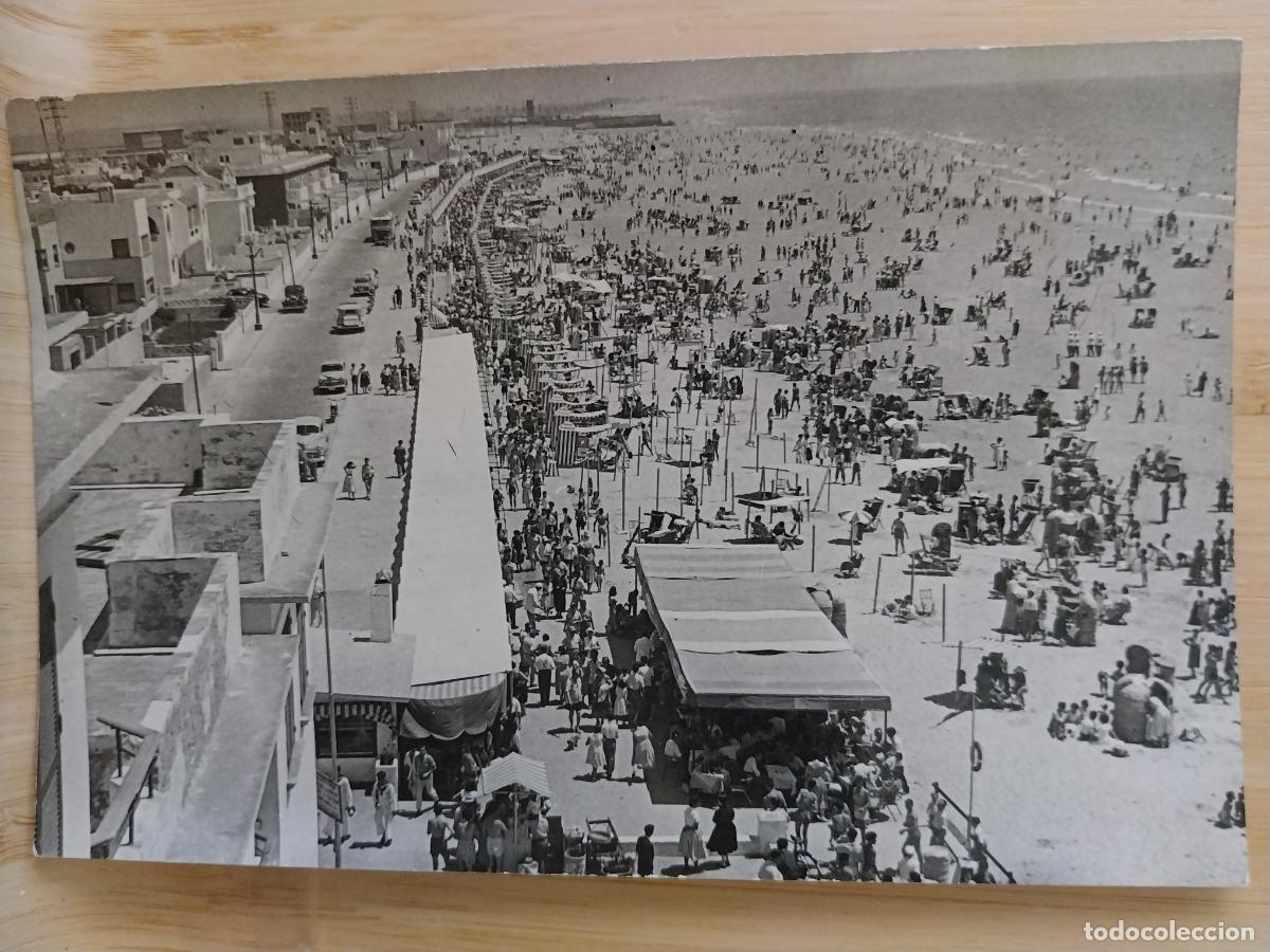 Postales: CADIZ PLAYA DE LA VICTORIA ED JUMAN 10 ESCRITA A&Ntilde;O 1959 PRECIOSA ANIMADA COCHES CL&Aacute;SICOS