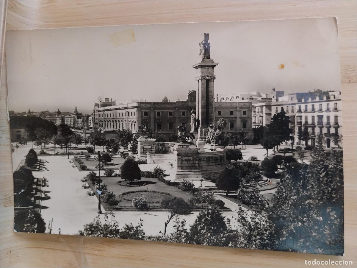 Postales: CADIZ PLAZA ESPA&Ntilde;A CORTES ED AMAYA 1009 ESCRITA A&Ntilde;OS 50 ANIMADA CARRETA
