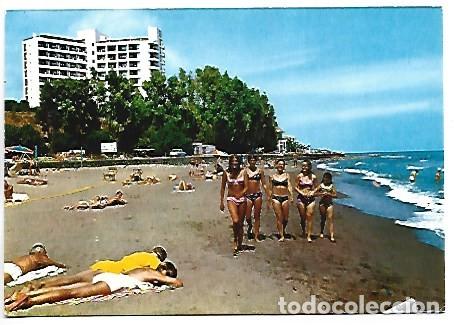 Postales: PLAYA. AL FONDO, H. STELLA POLARIS.- TORREBLANCA DEL SOL - FUENGIROLA