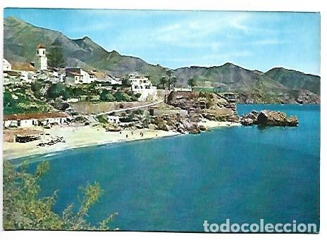 Postales: PLAYA DE EL SALON Y BALCON DE EUROPA.- NERJA / MALAGA