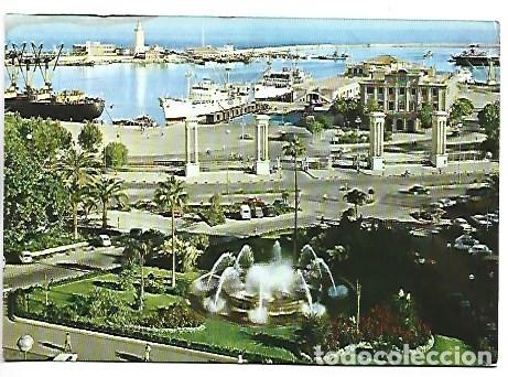 Postales: PLAZA DE QUEIPO DE LLANO Y ENTRADA AL PUERTO.- MALAGA