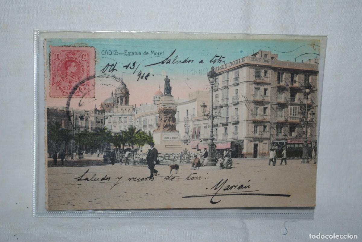 Postales: CADIZ , PLAZA DE SAN JUAN DE DIOS , Y LA ESTATUA DE MORET