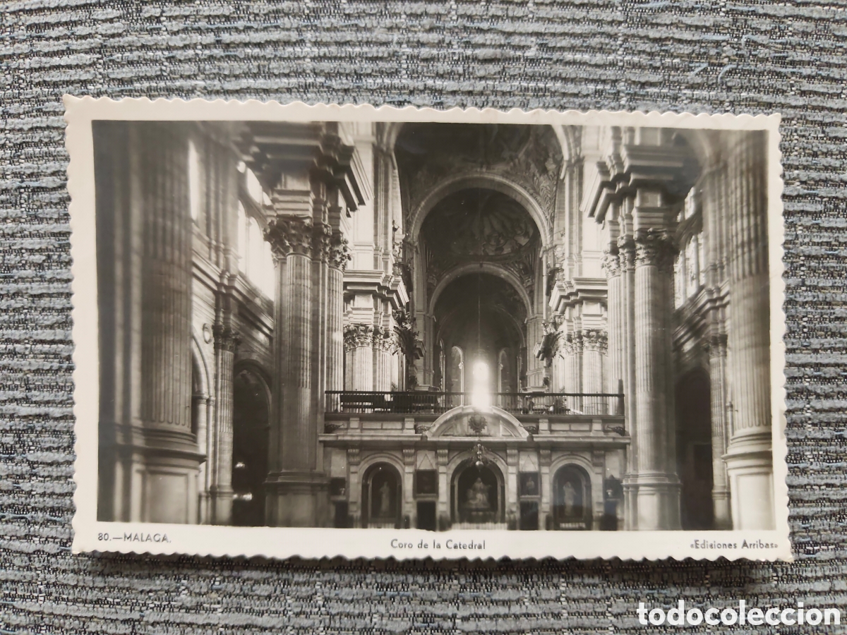 Postales: POSTAL CORO DE LA CATEDRAL DE M&Aacute;LAGA. EDICIONES ARRIBAS N&Uacute;MERO 80.