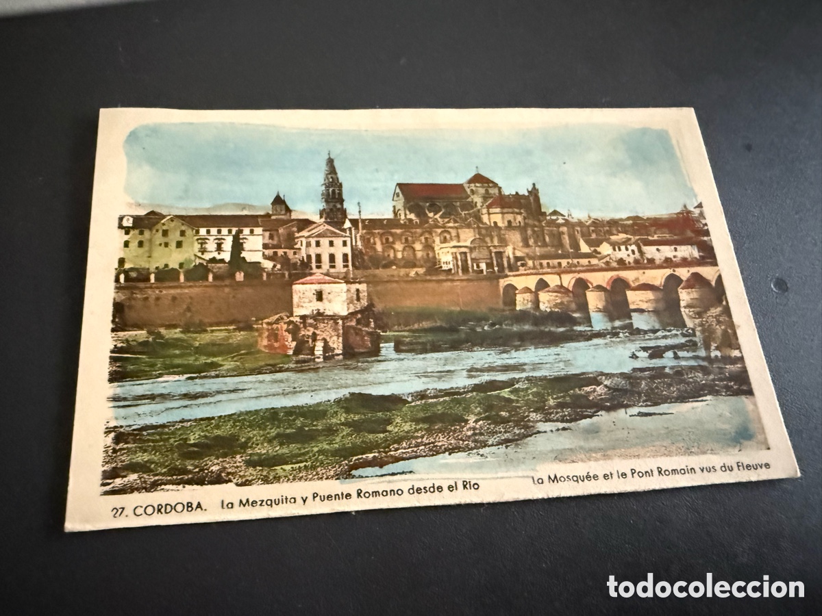 Postales: Postal. C&Oacute;RDOBA. Roisin. La Mezquita y el Puemte Romano desde el r&iacute;o