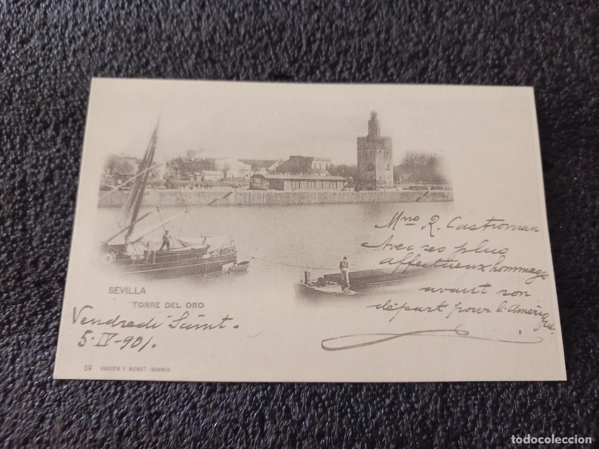 Postales: postal facsimil de sevilla antigua, torre del oro, 1895, colec. P.C.P.