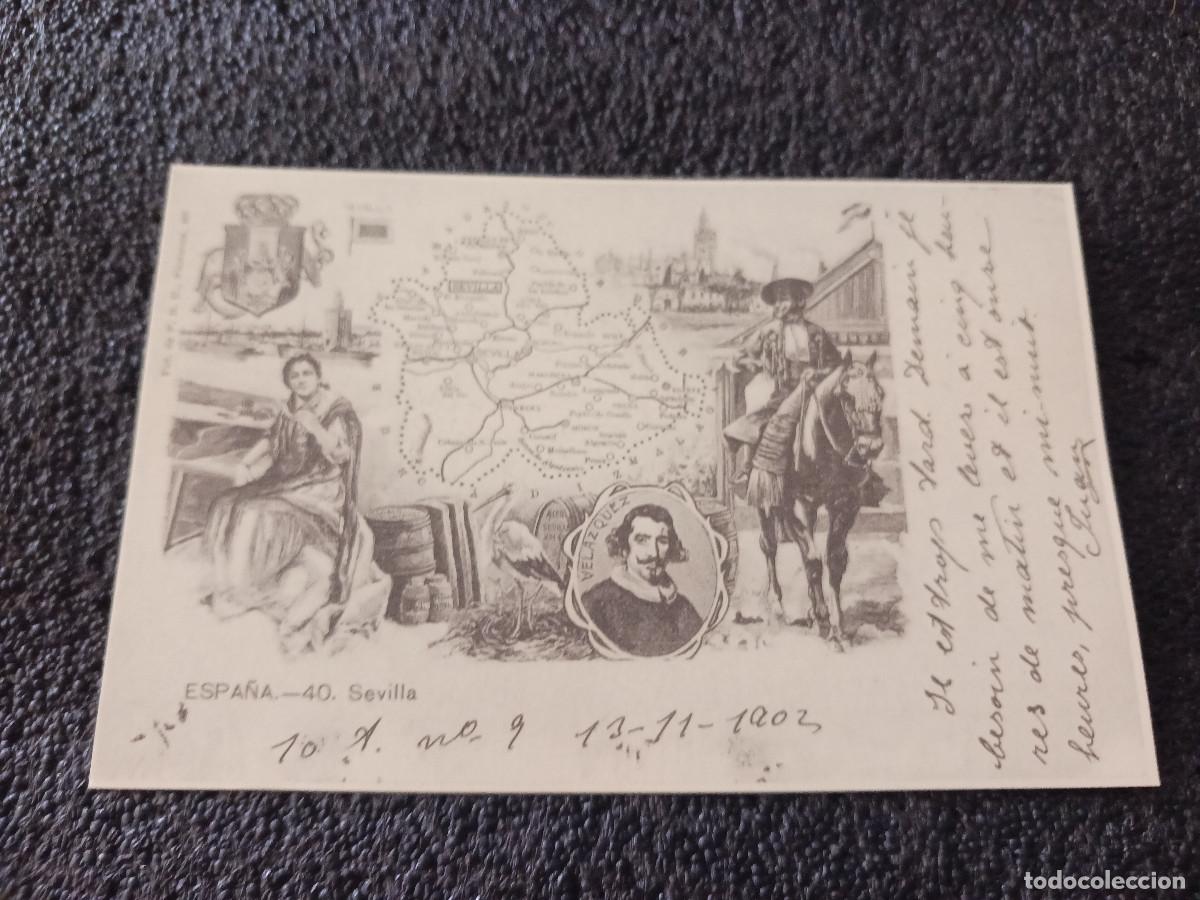 Postales: postal facsimil de sevilla antigua, plano y figuras, 1895, colec. P.C.P.