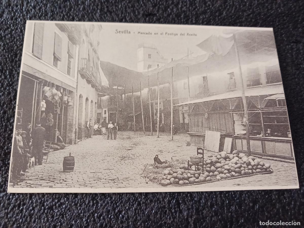 Postales: postal facsimil de sevilla antigua, mercado en el postigo del aceite, 1899, colec. P.C.P.
