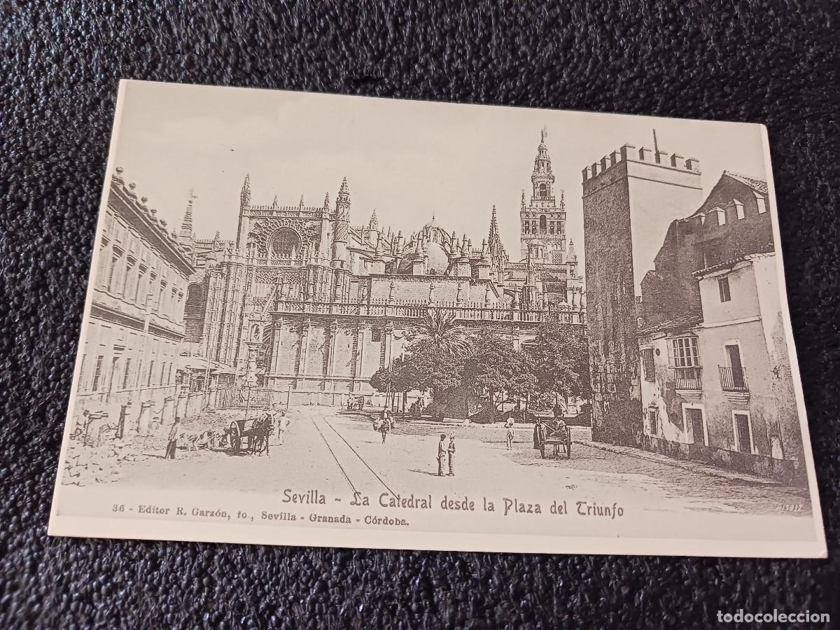 Postales: postal facsimil de sevilla antigua, la catedral desde la plaza del triunfo, 1899, colec. P.C.P.