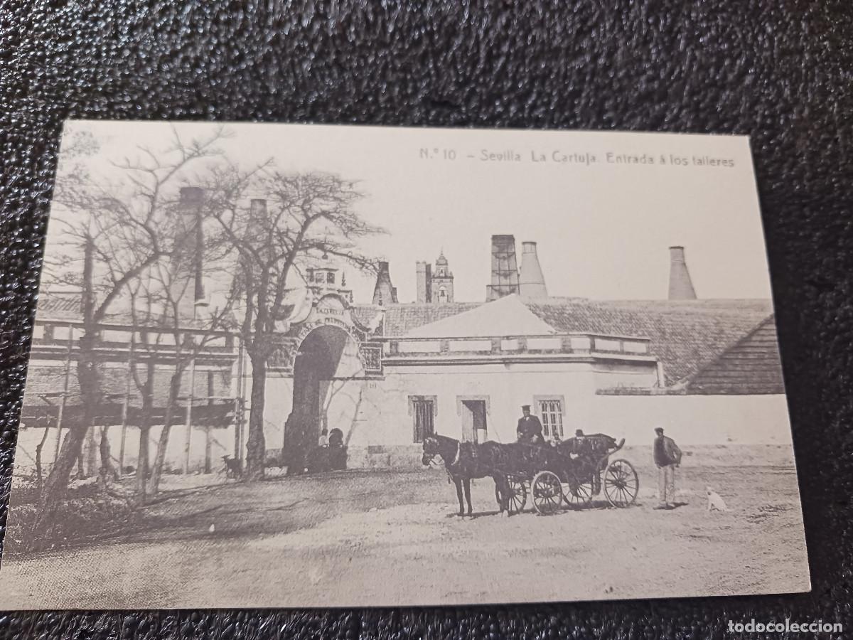 Postales: postal facsimil de sevilla antigua, la cartuja, entrada a los talleres, 1902, colec. P.C.P.