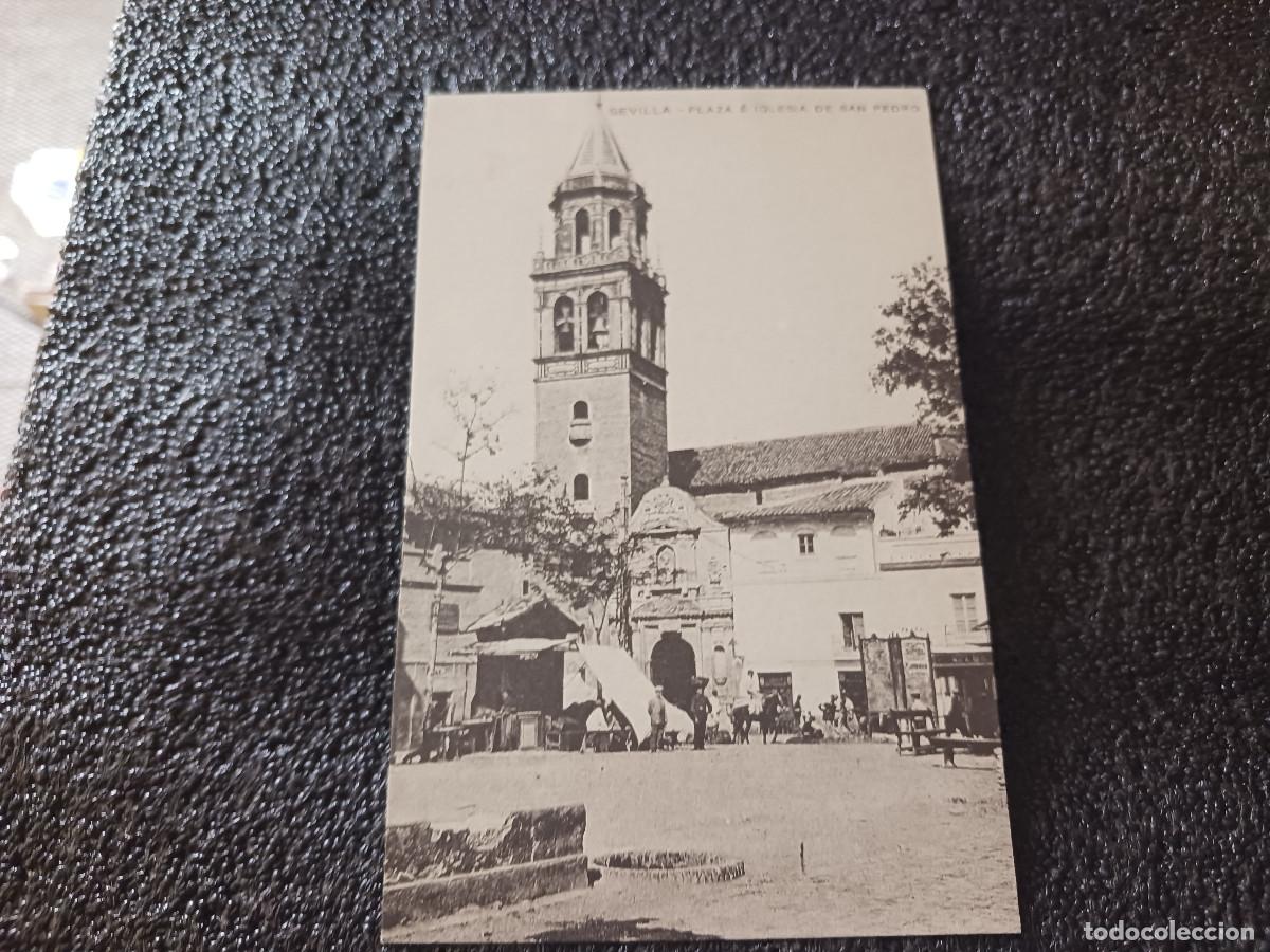 Postales: postal facsimil de sevilla antigua, plaza e iglesia de san pedro., 1907, colec. P.C.P.