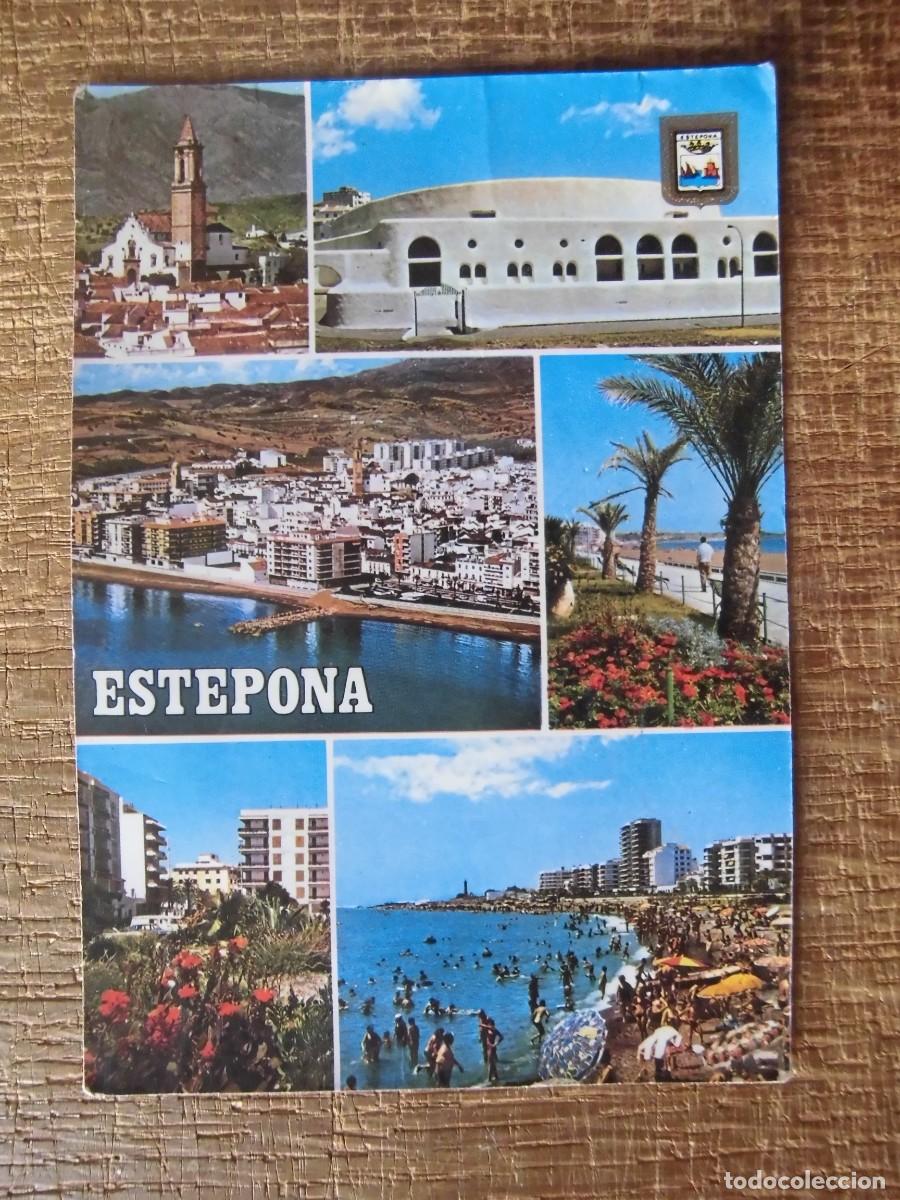 Postales: POSTAL DIVERSOS ASPECTOS ESTEPONA M&Aacute;LAGA DOM&Iacute;NGUEZ ESCUDO DE ORO