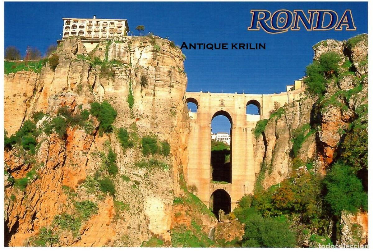 Postales: RONDA / PUENTE NUEVO Y PARADOR / EDICION A.M. N&ordm; RO-AM312 / SIN FRANQUEAR